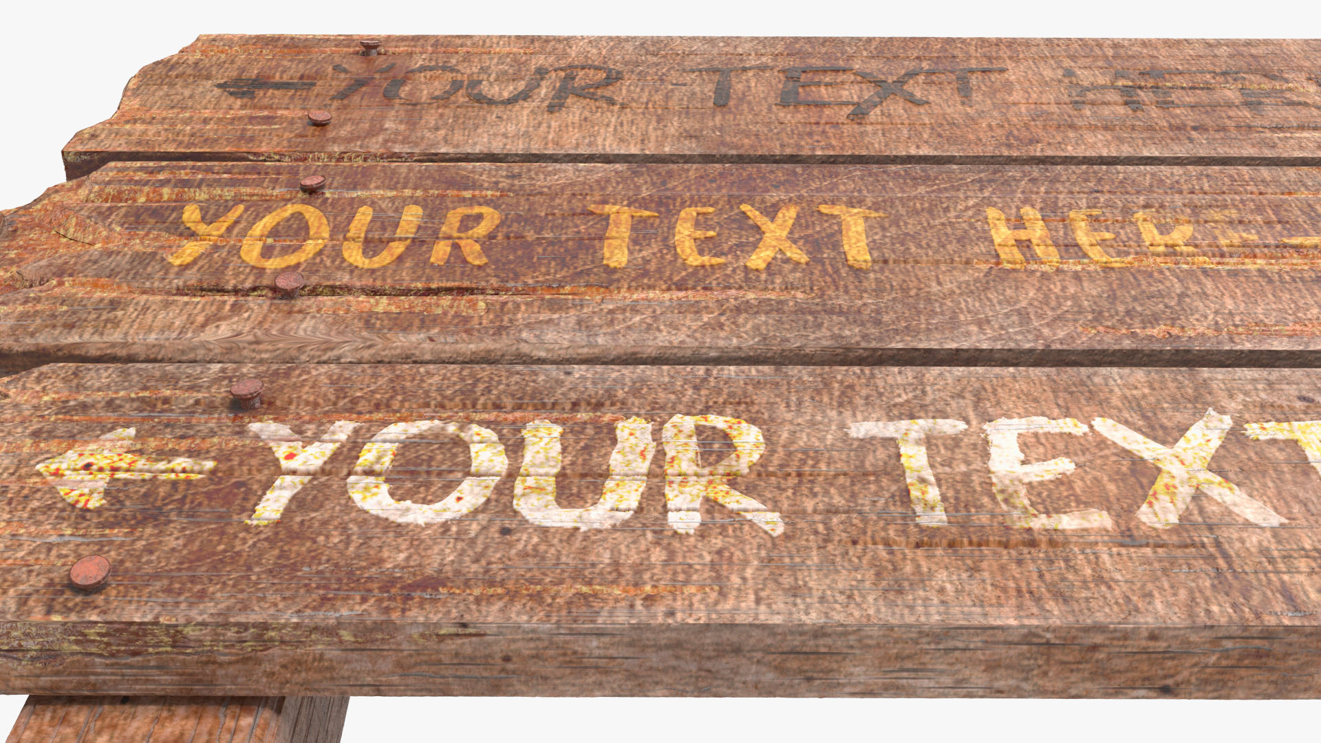 3D Old Weathered Road Rustic Signpost Mockup