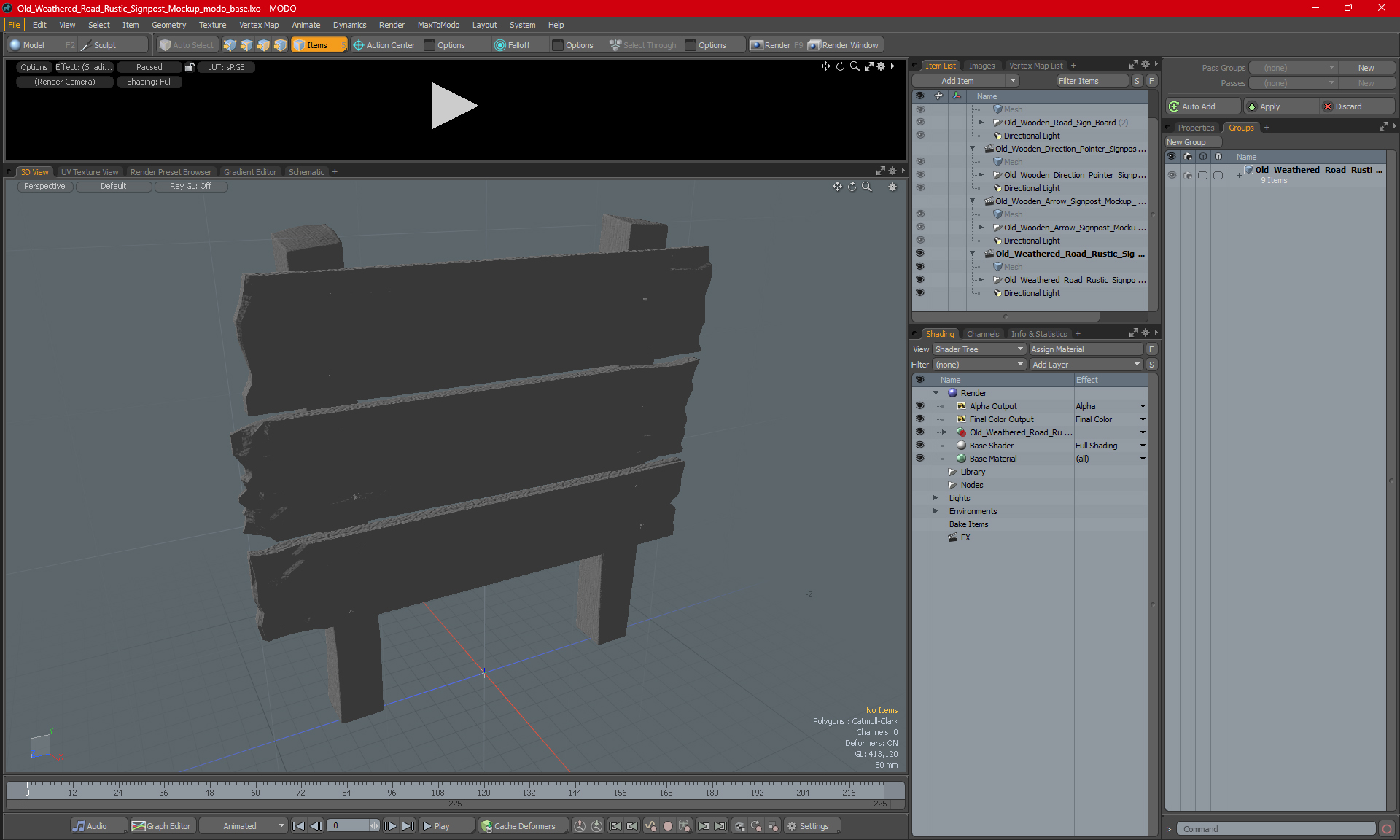 3D Old Weathered Road Rustic Signpost Mockup