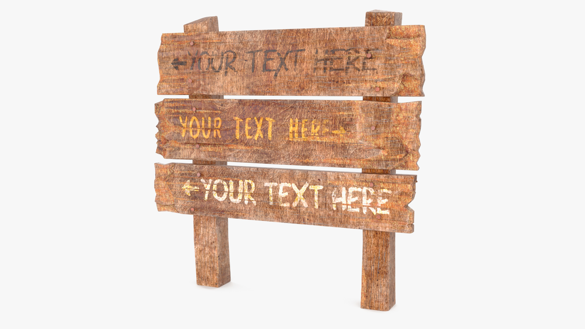 3D Old Weathered Road Rustic Signpost Mockup