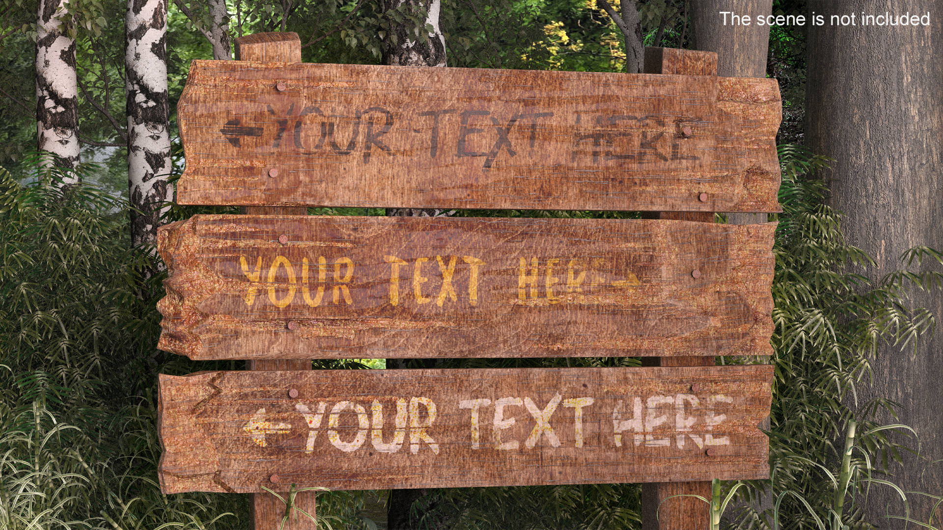 3D Old Weathered Road Rustic Signpost Mockup
