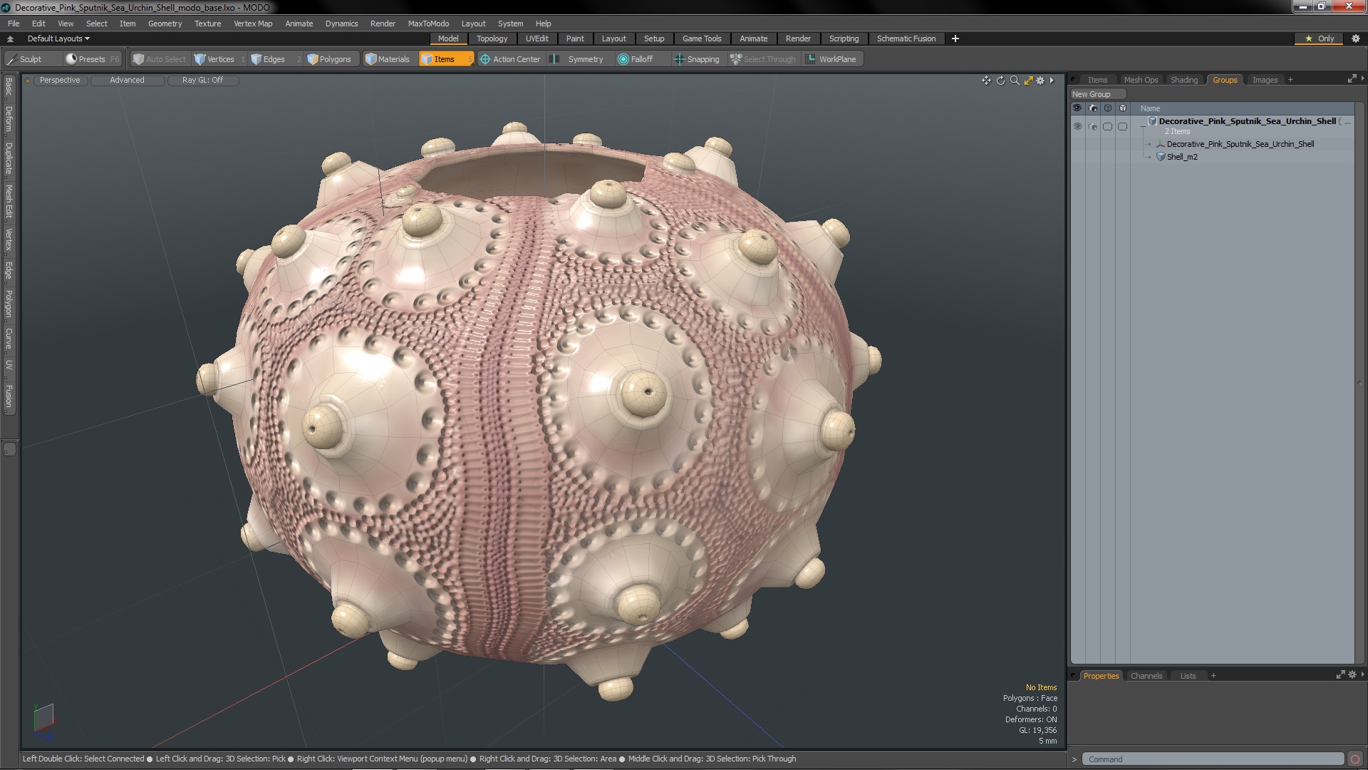 3D model Decorative Pink Sputnik Sea Urchin Shell