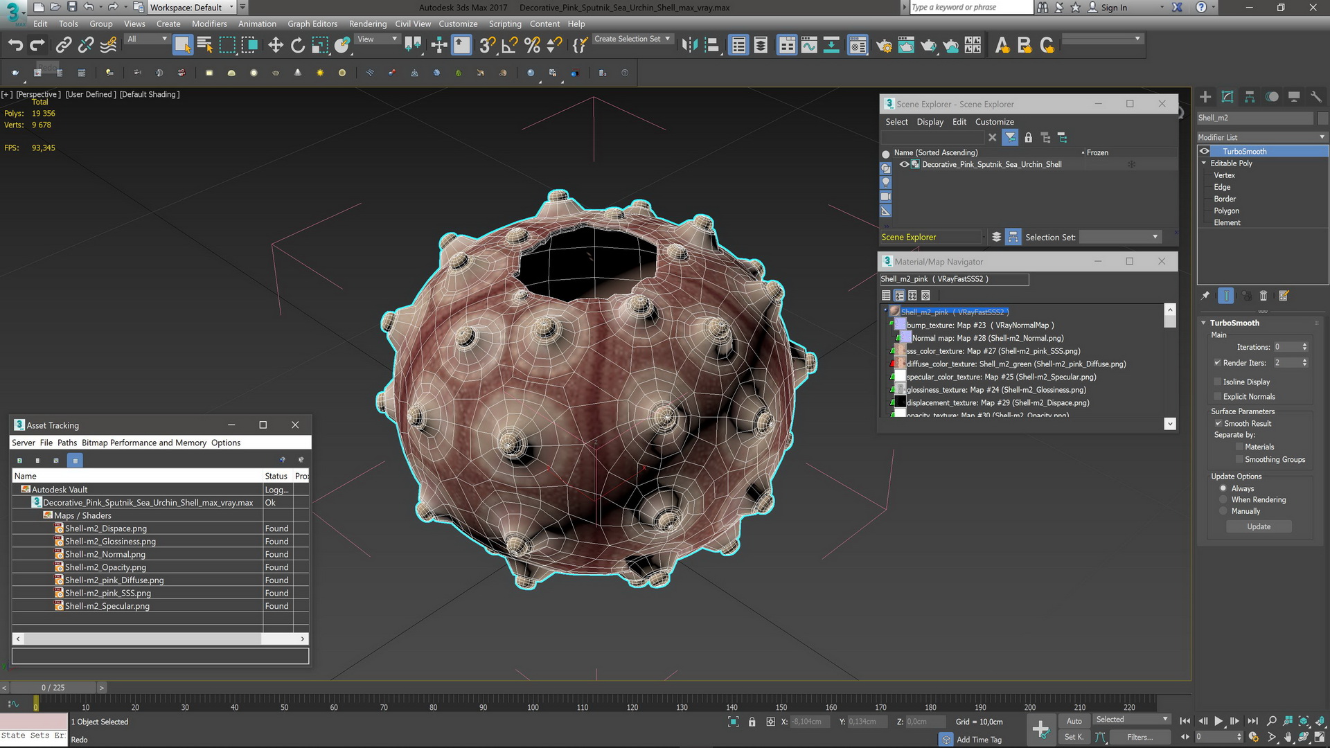 3D model Decorative Pink Sputnik Sea Urchin Shell