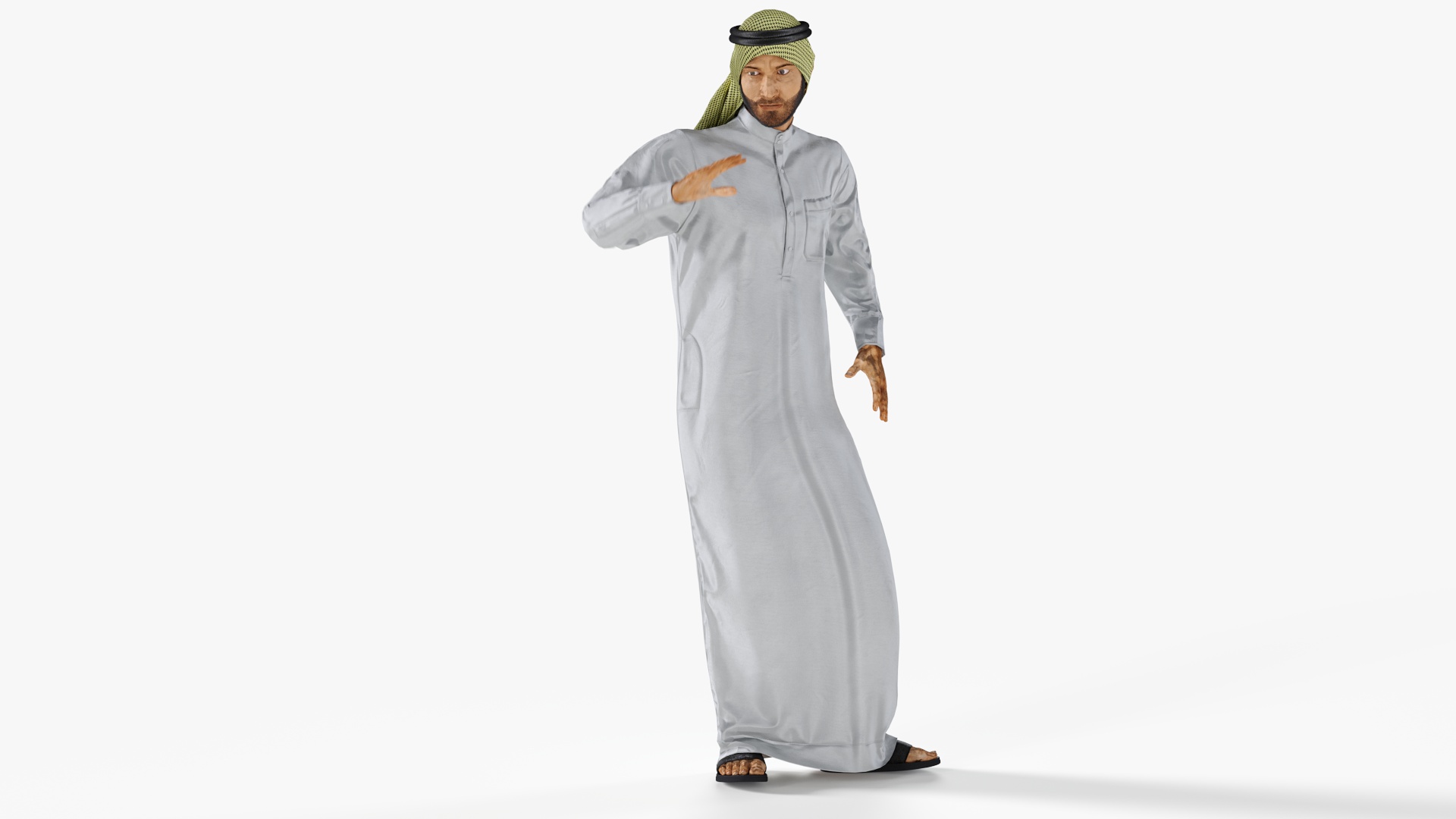 3D Arab Man with Traditional Arabic Hat