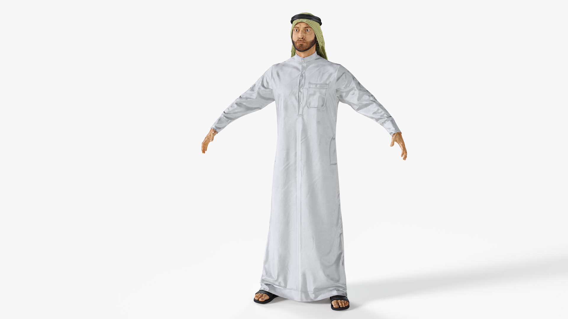 3D Arab Man with Traditional Arabic Hat