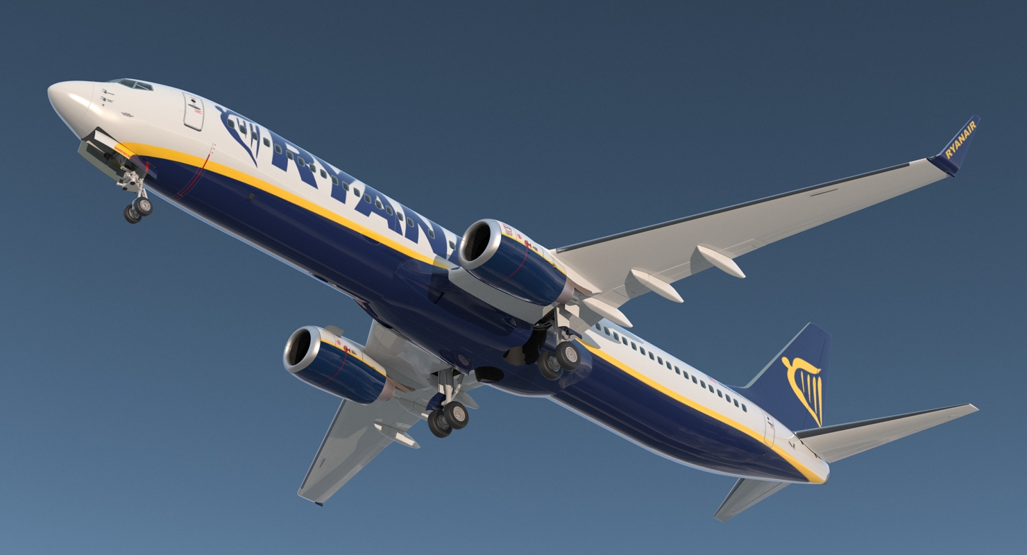 3D Boeing 737 900 ER Ryanair with Cabin