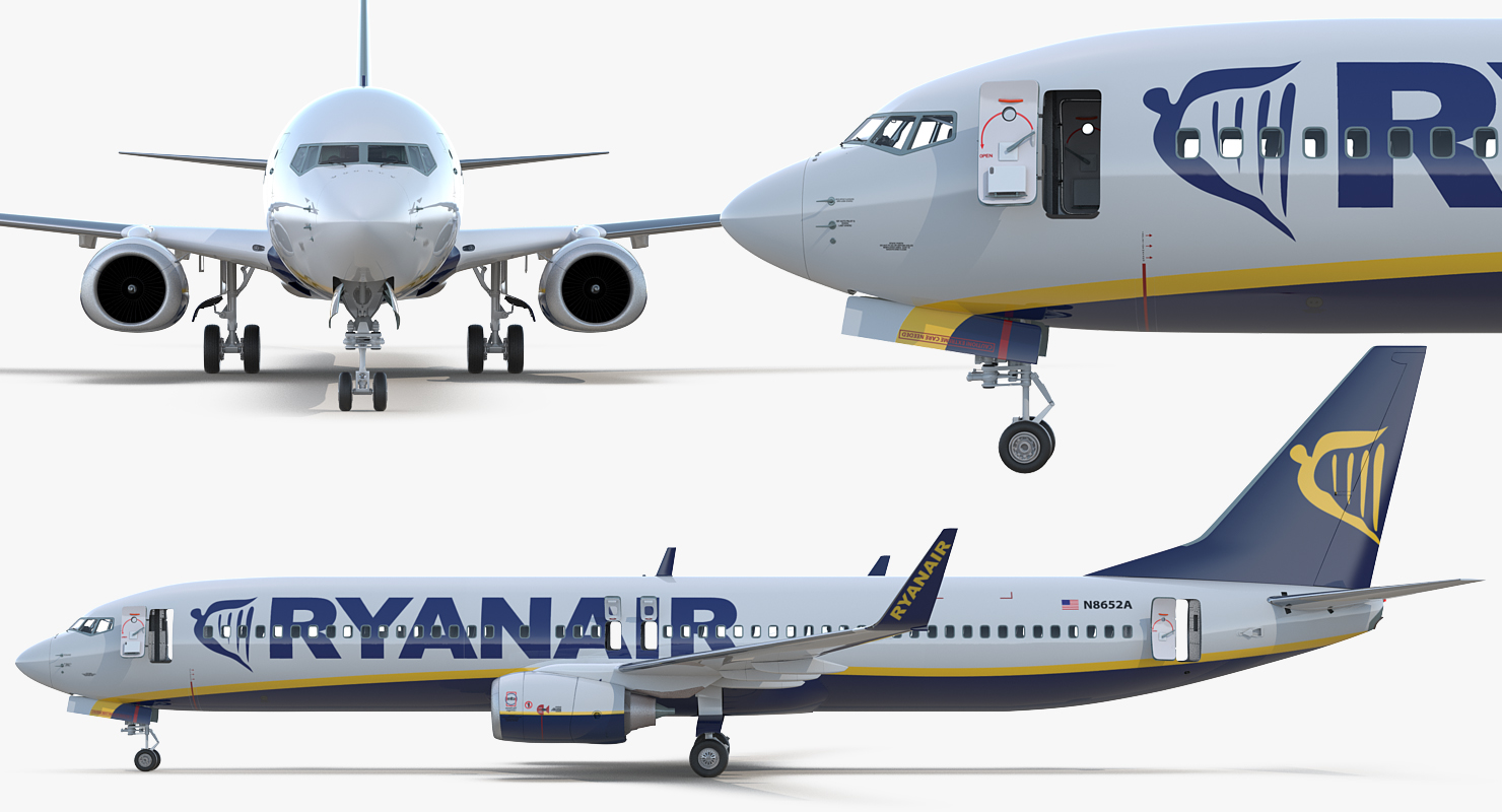 3D Boeing 737 900 ER Ryanair with Cabin