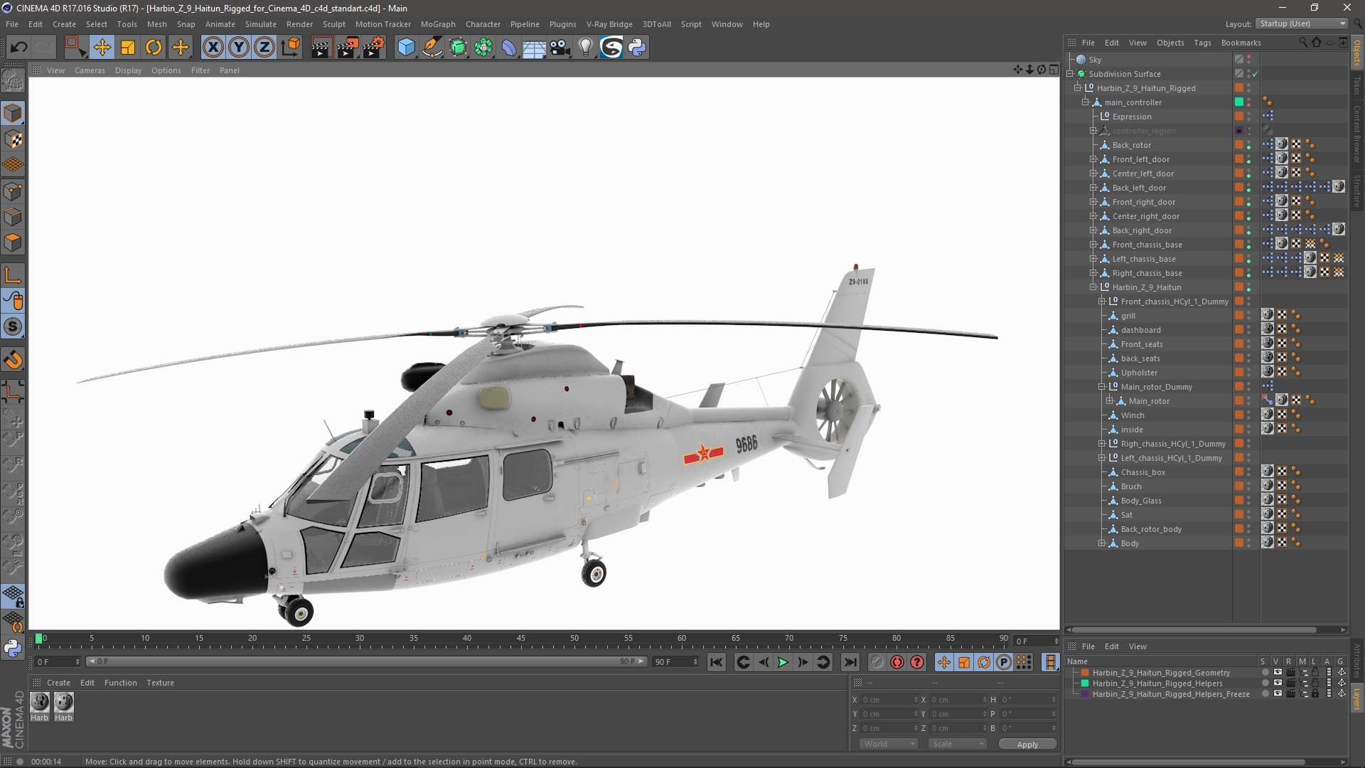 3D Harbin Z-9 Haitun Rigged for Cinema 4D model
