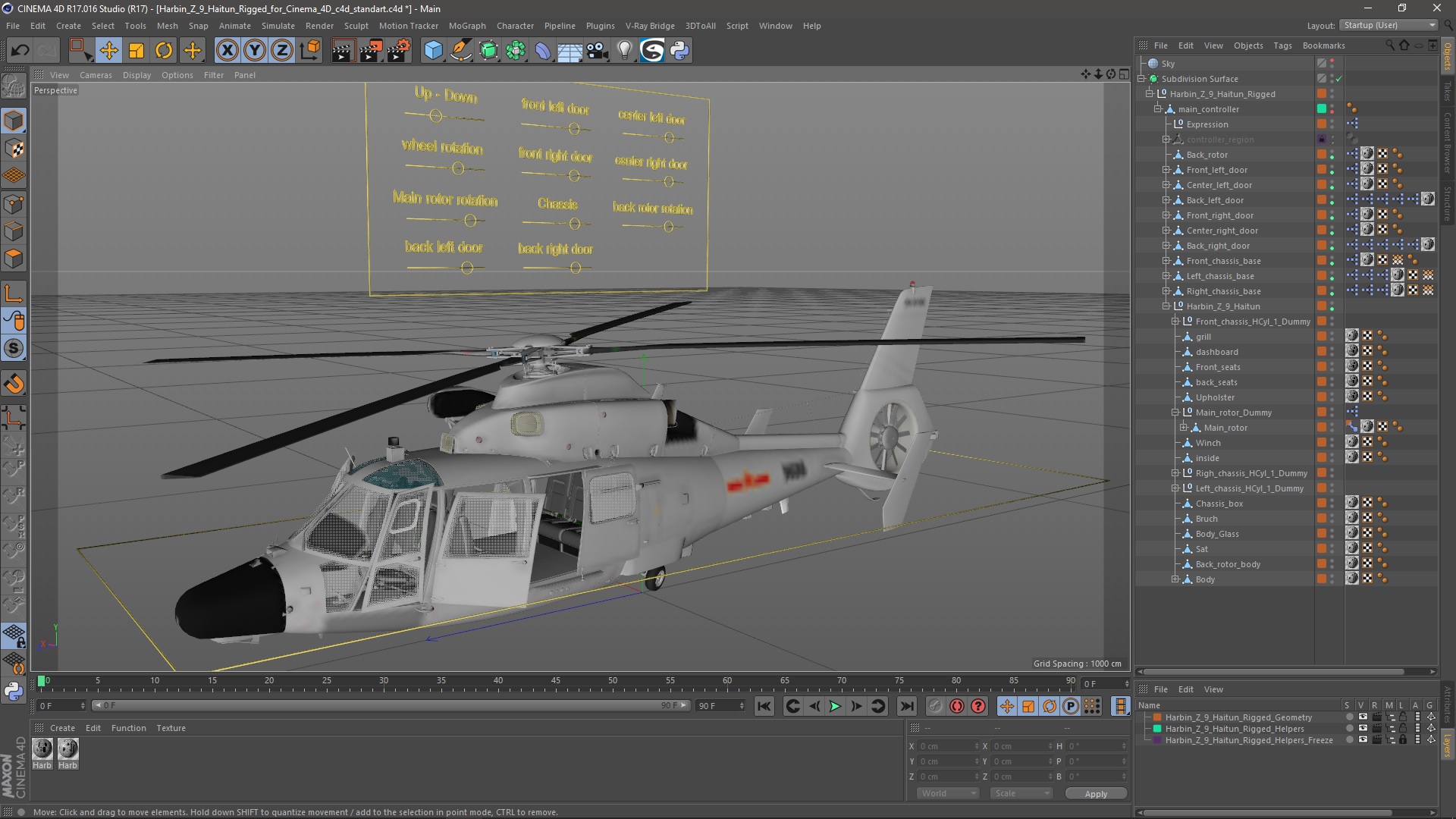3D Harbin Z-9 Haitun Rigged for Cinema 4D model