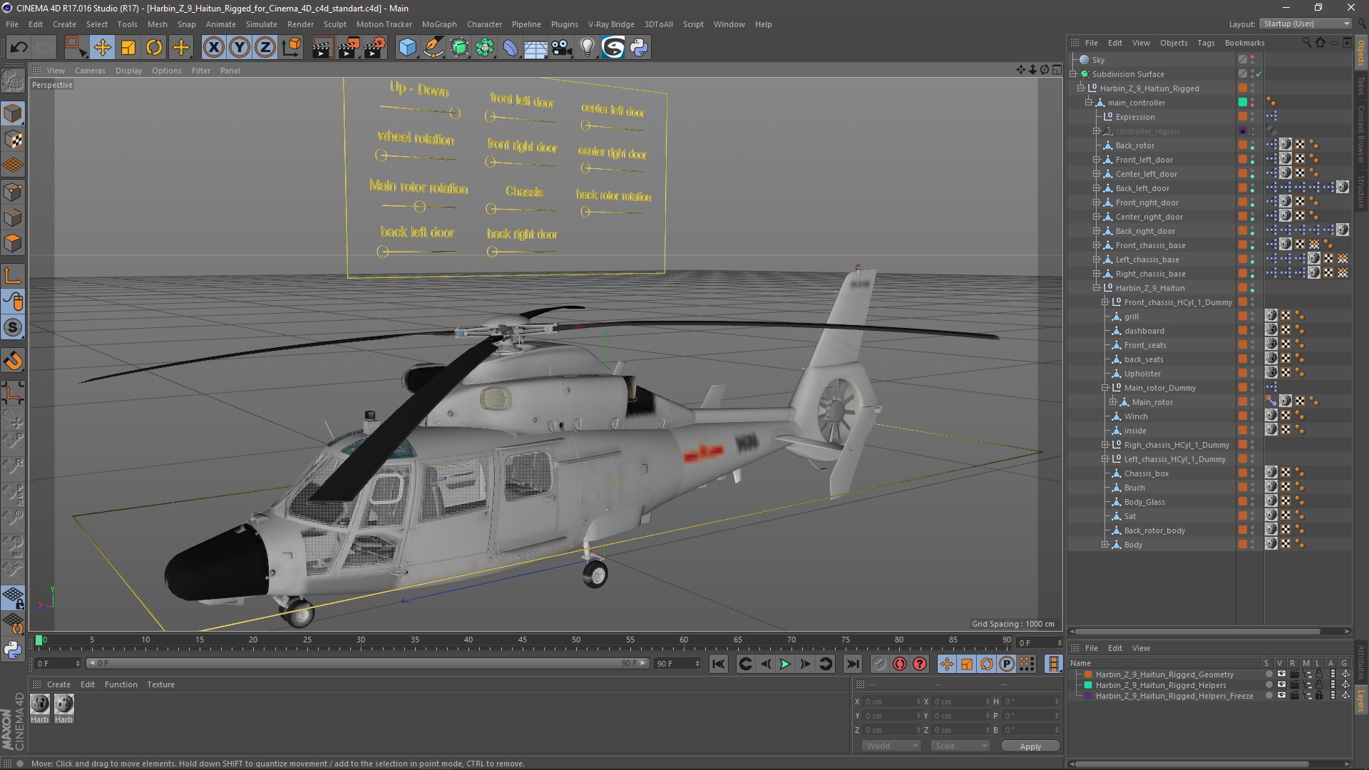 3D Harbin Z-9 Haitun Rigged for Cinema 4D model
