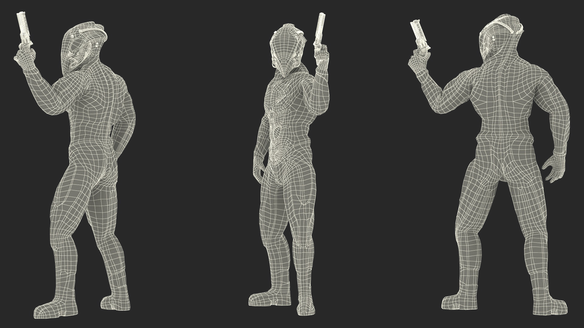 3D model Futuristic Armored Warrior with Gun
