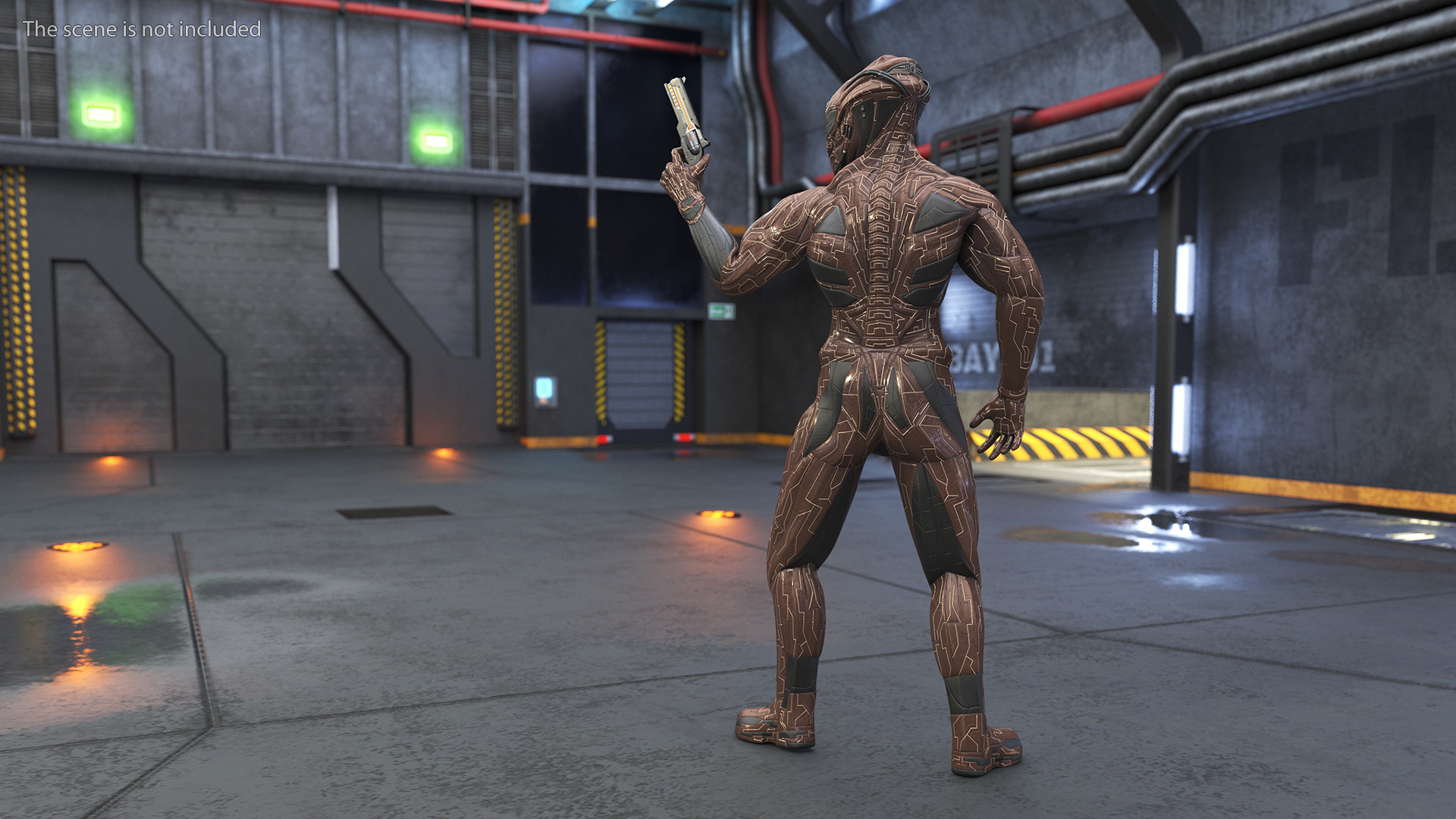 3D model Futuristic Armored Warrior with Gun