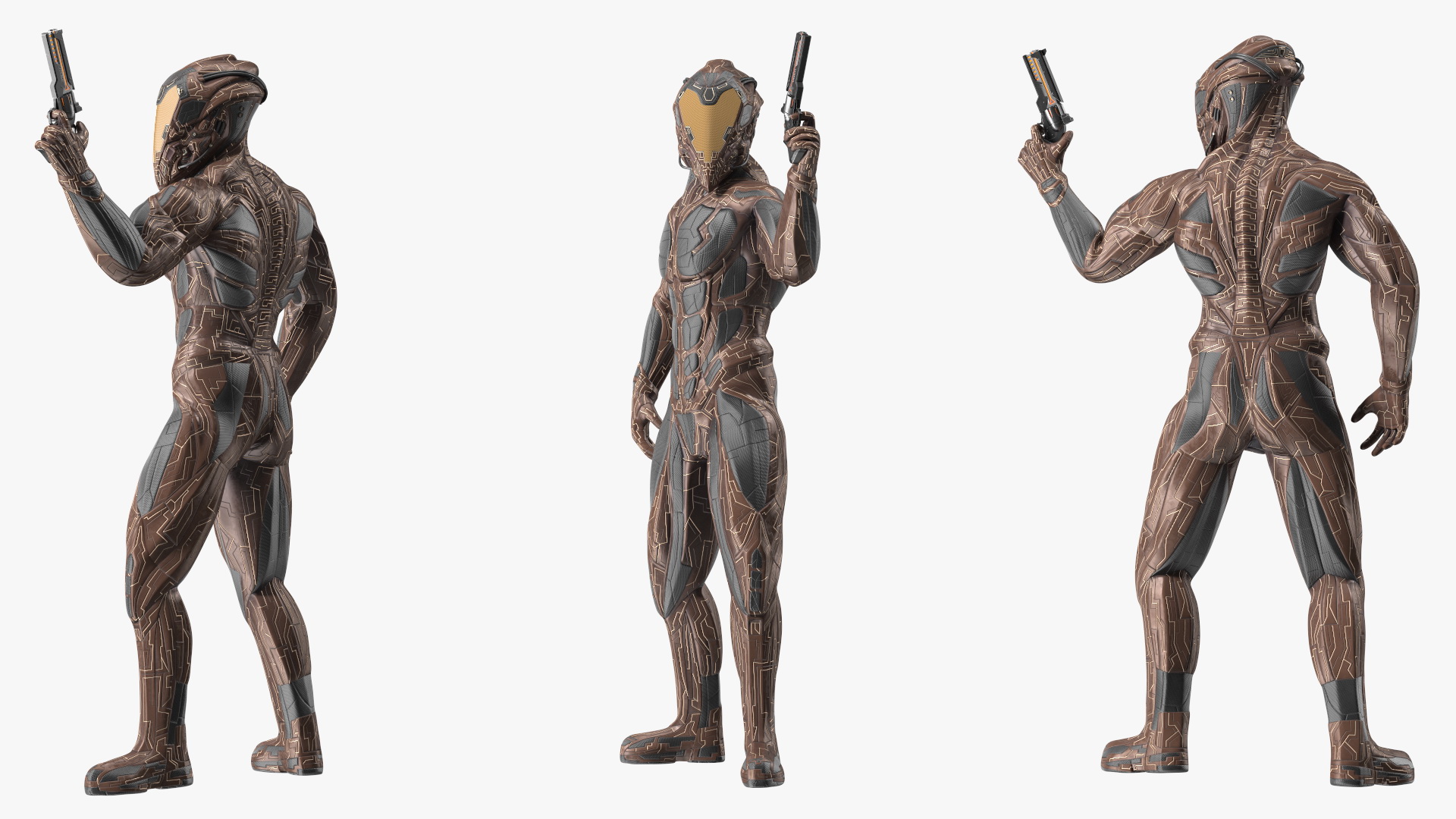 3D model Futuristic Armored Warrior with Gun