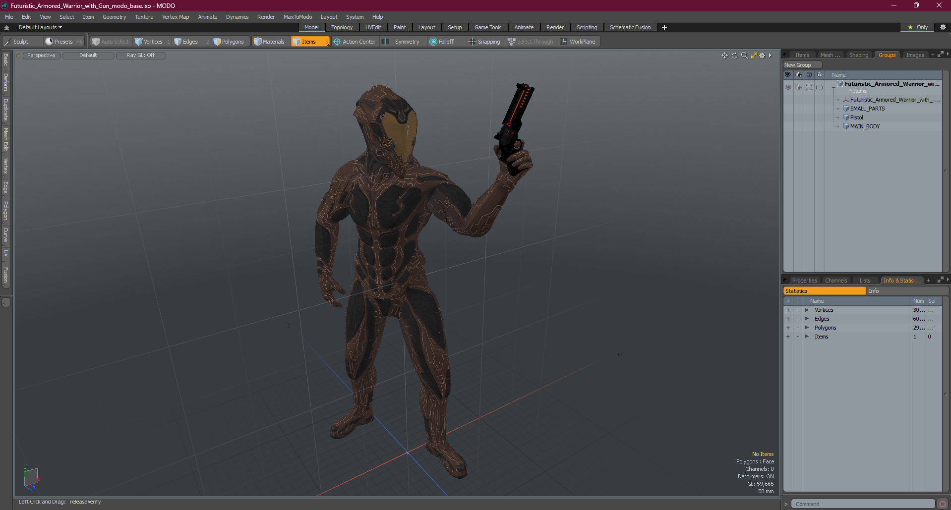 3D model Futuristic Armored Warrior with Gun