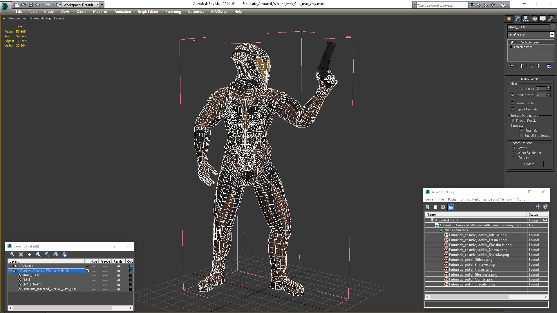 3D model Futuristic Armored Warrior with Gun