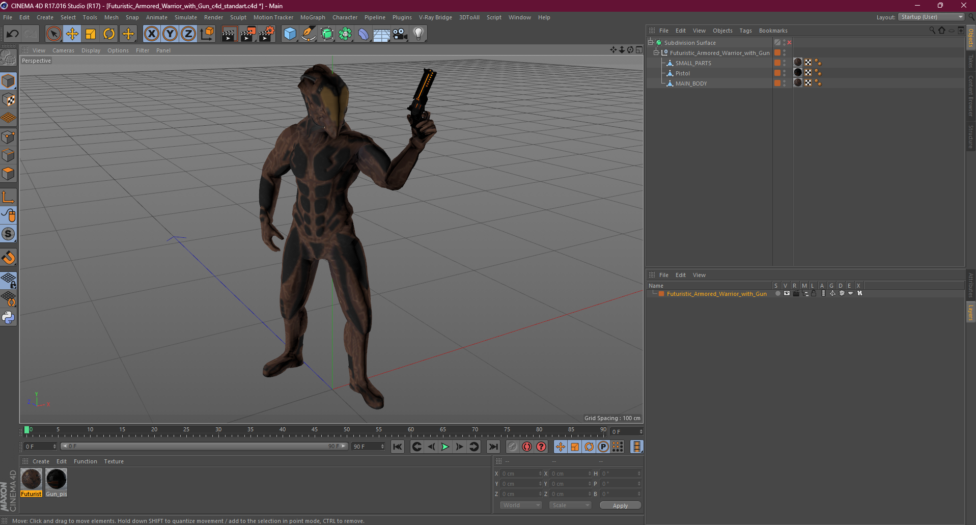 3D model Futuristic Armored Warrior with Gun