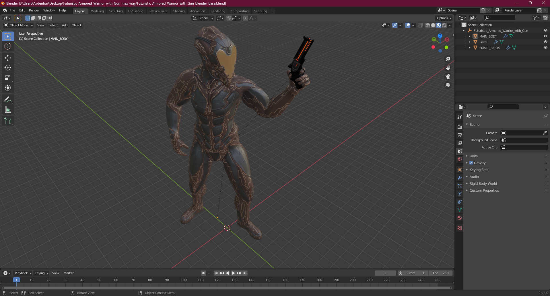 3D model Futuristic Armored Warrior with Gun