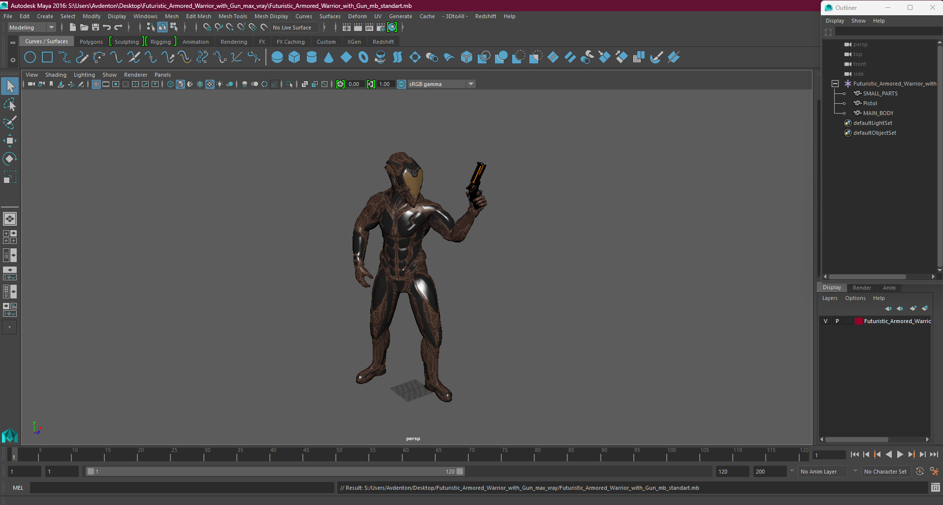 3D model Futuristic Armored Warrior with Gun