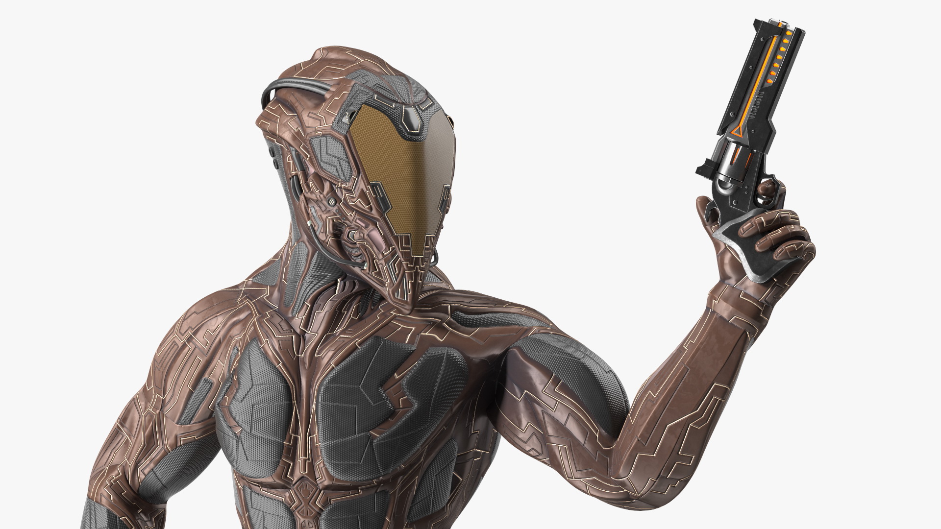 3D model Futuristic Armored Warrior with Gun