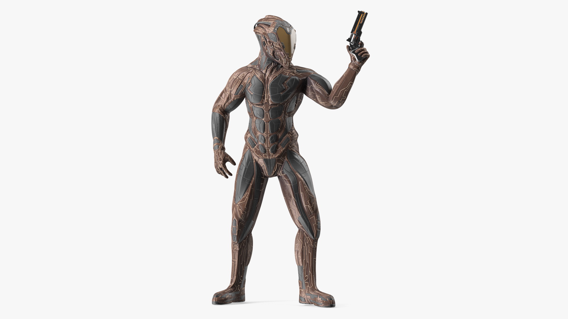 3D model Futuristic Armored Warrior with Gun