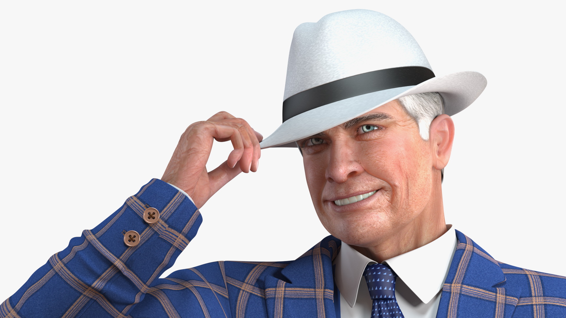 3D Elderly Man Leisure Suit Rigged