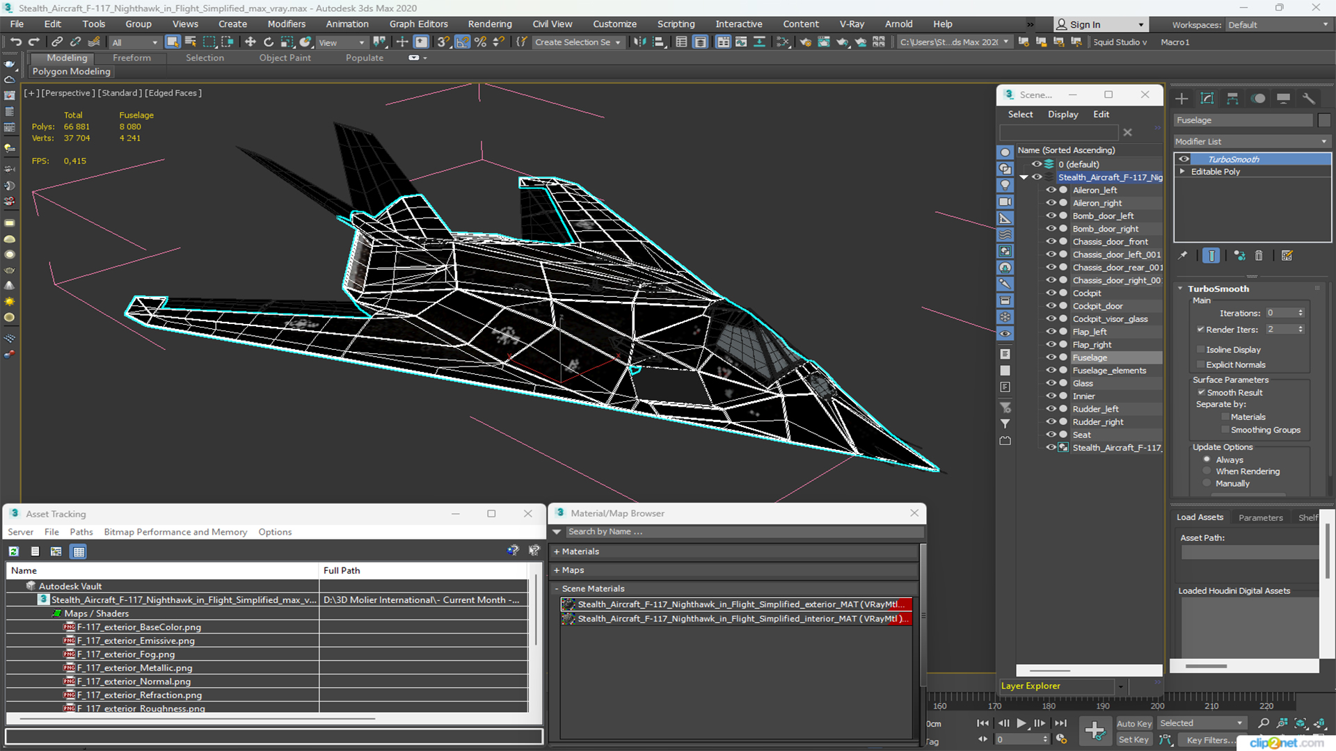 3D Stealth Aircraft F-117 Nighthawk in Flight Simplified model