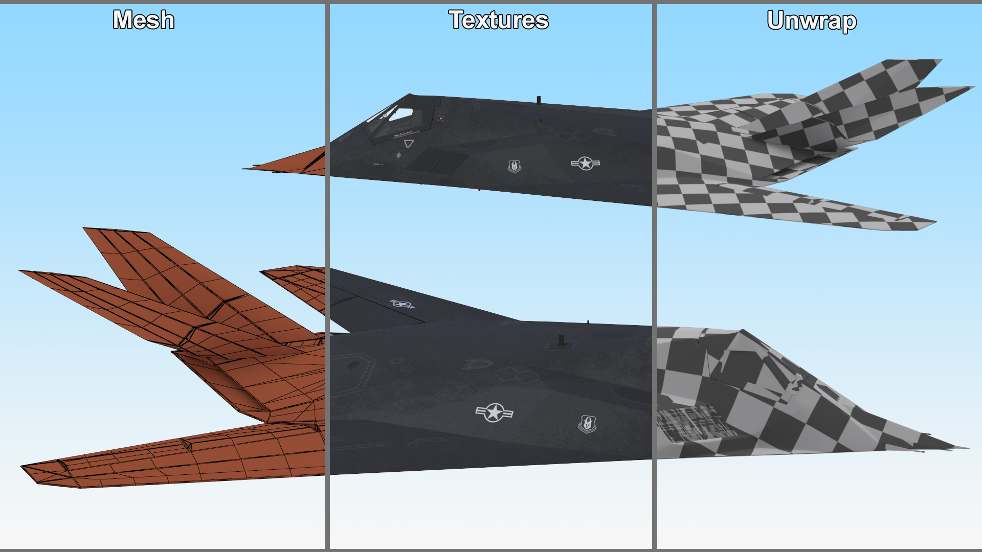 3D Stealth Aircraft F-117 Nighthawk in Flight Simplified model