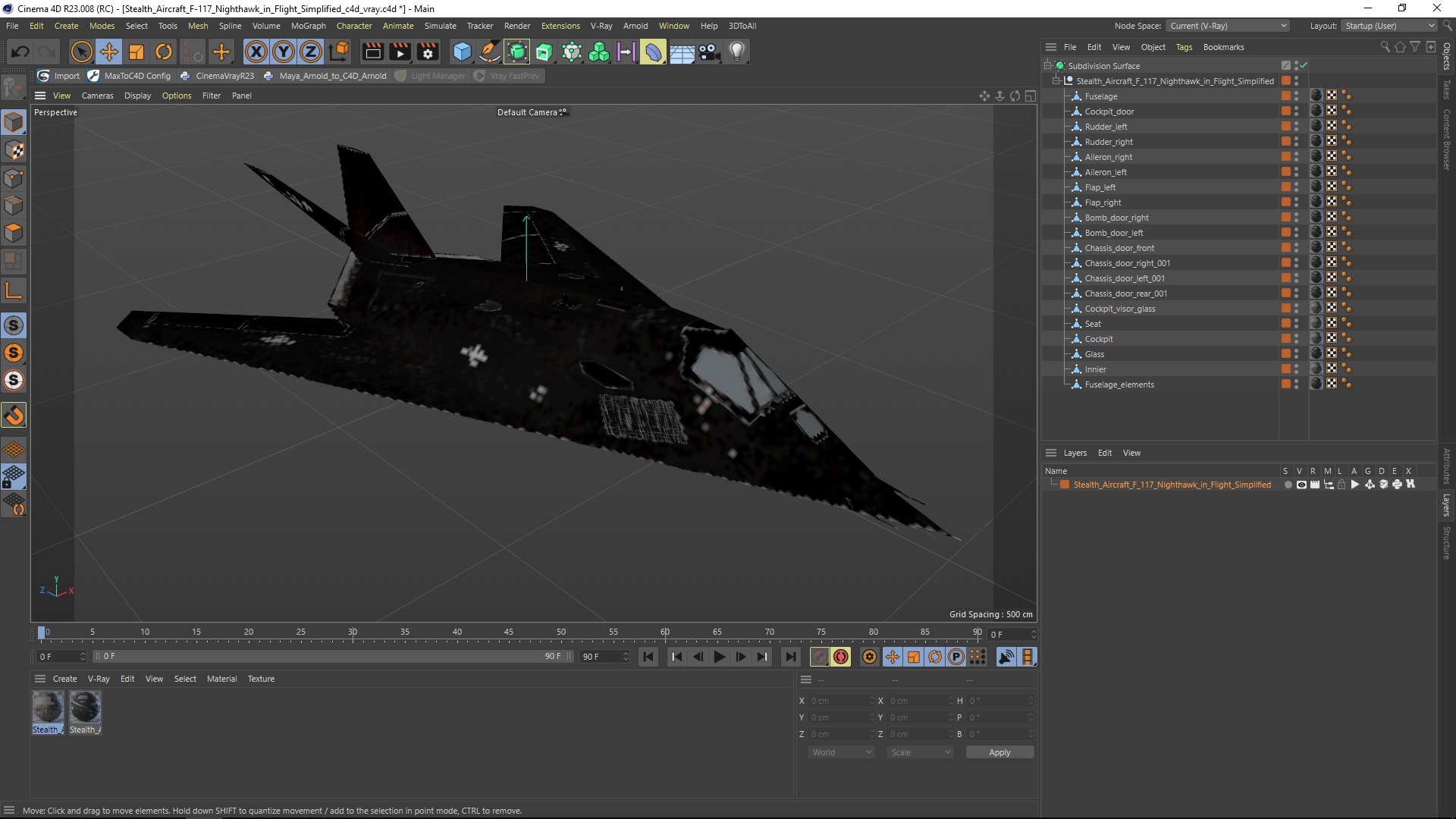 3D Stealth Aircraft F-117 Nighthawk in Flight Simplified model