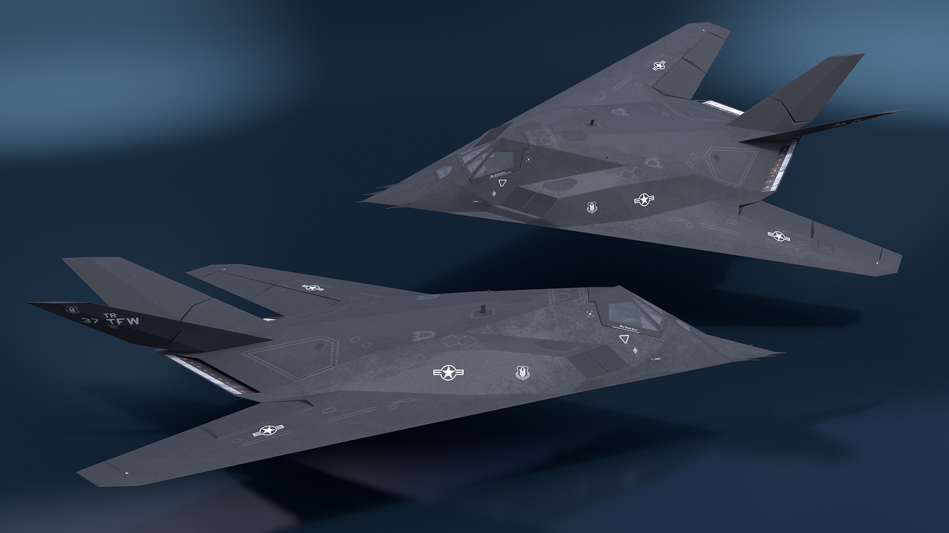 3D Stealth Aircraft F-117 Nighthawk in Flight Simplified model