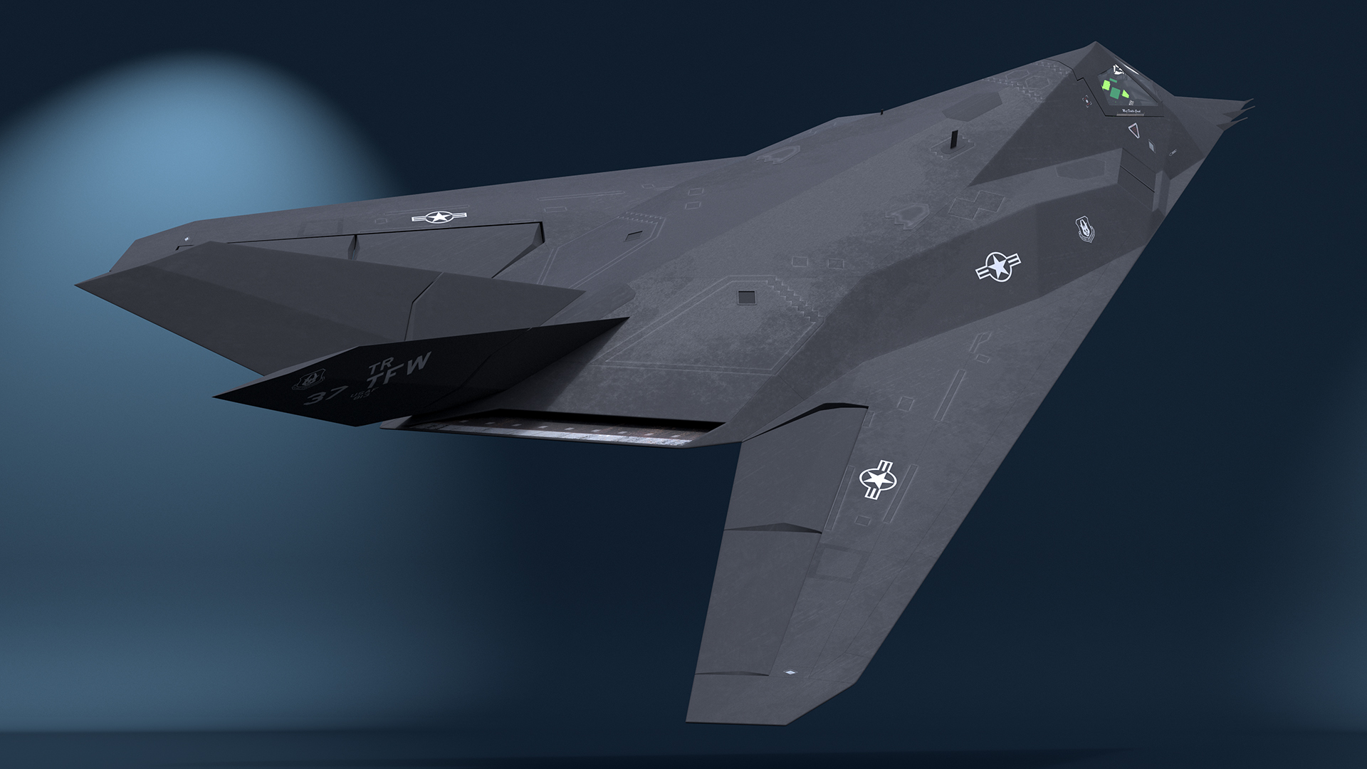 3D Stealth Aircraft F-117 Nighthawk in Flight Simplified model