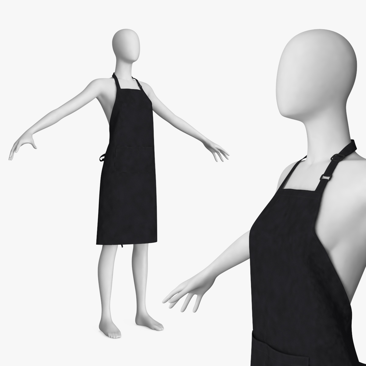 Black Cooking Apron on Female Mannequin, view 5