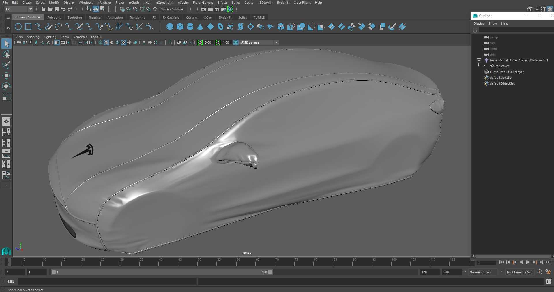 Tesla Model 3 Car Cover White 3D model