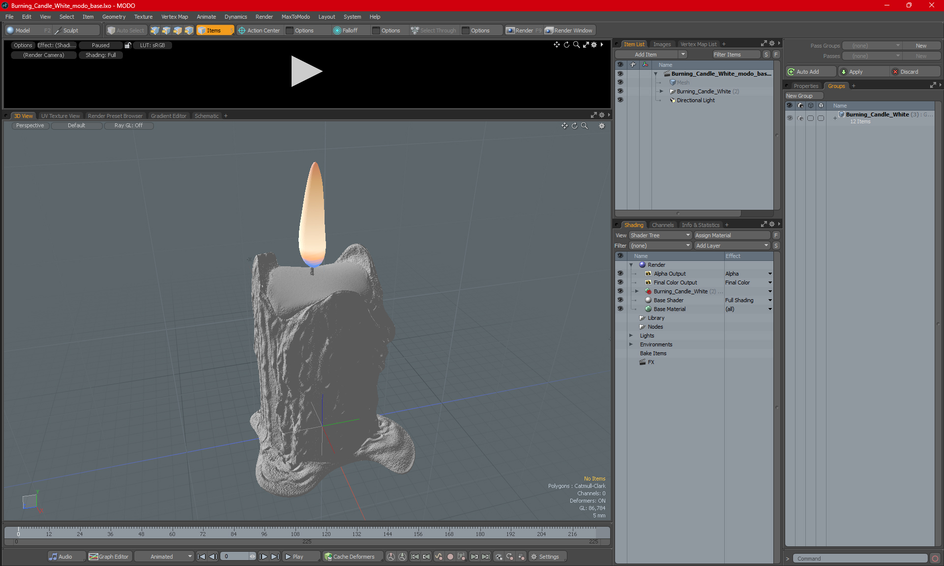 3D model Burning Candle White