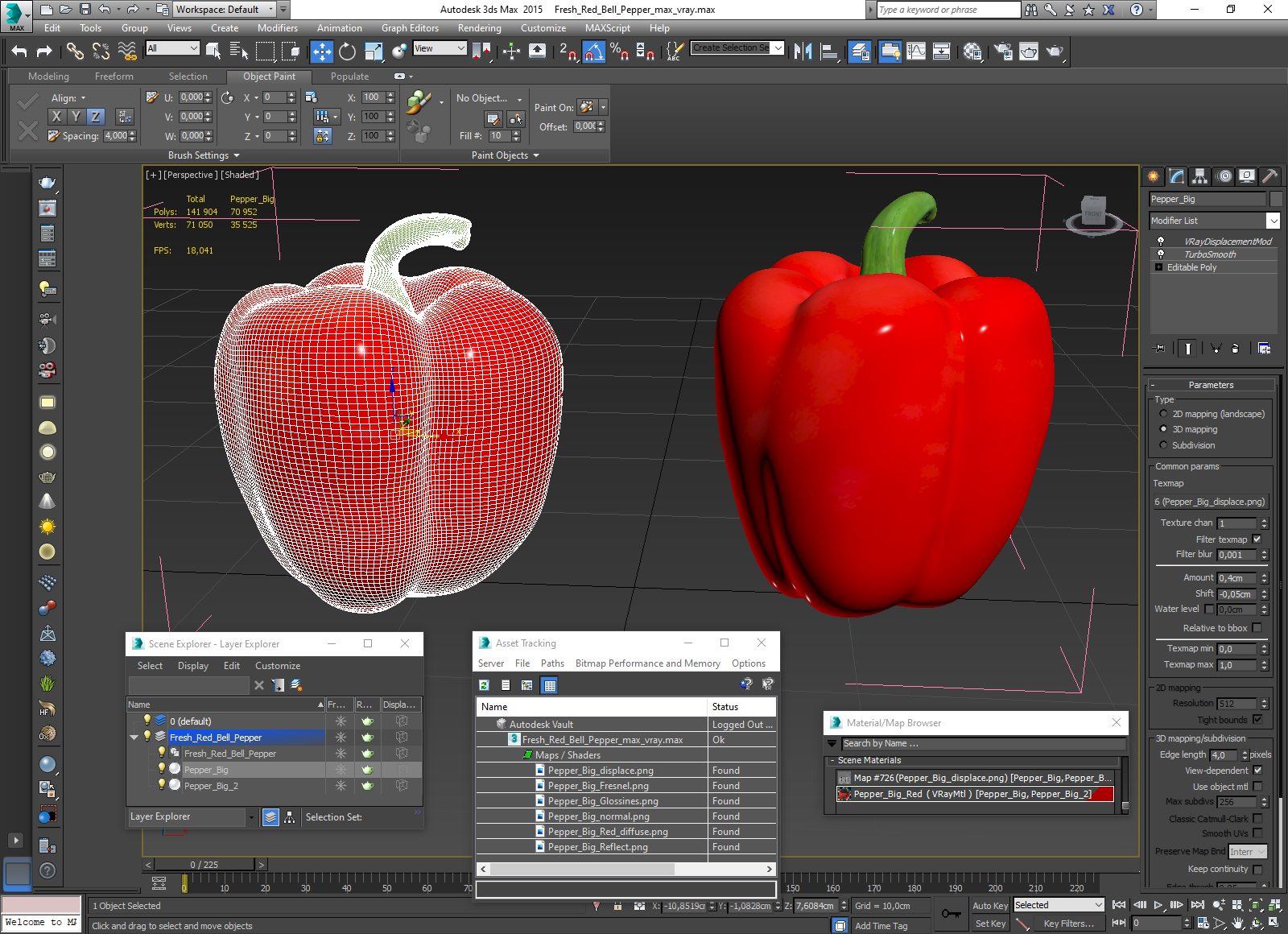 3D Fresh Red Bell Pepper