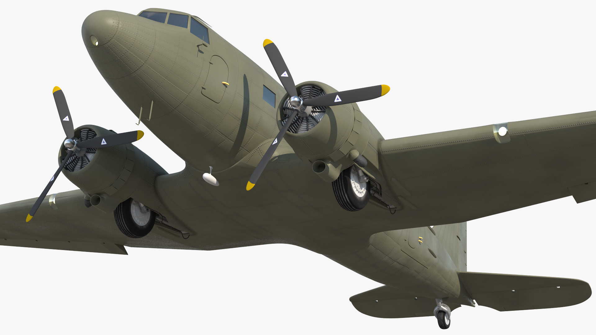3D model Vintage Military Cargo Plane Rigged