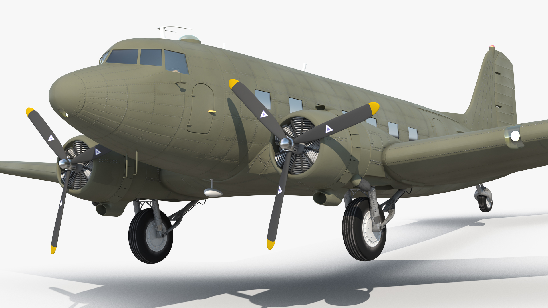 3D model Vintage Military Cargo Plane Rigged