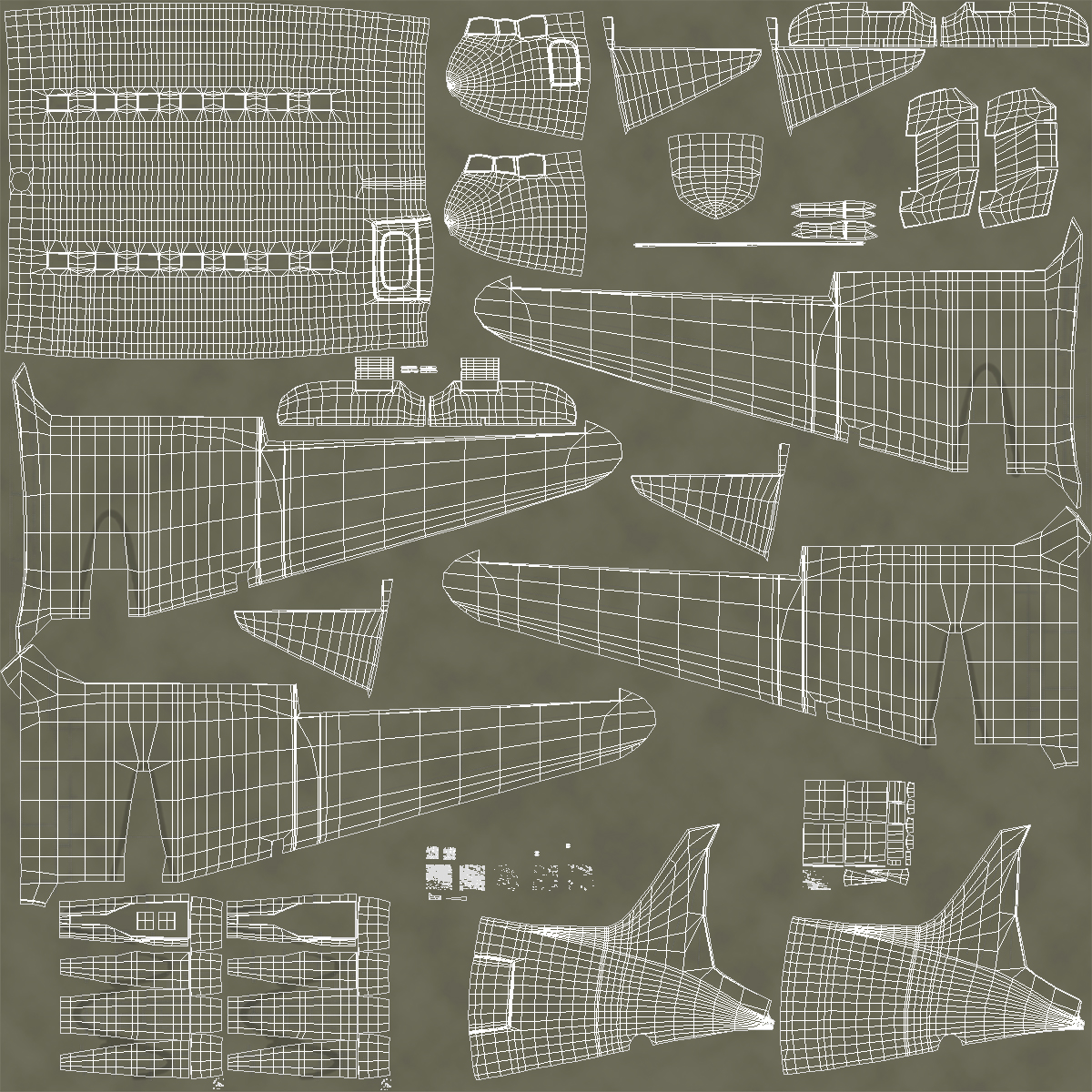 3D model Vintage Military Cargo Plane Rigged