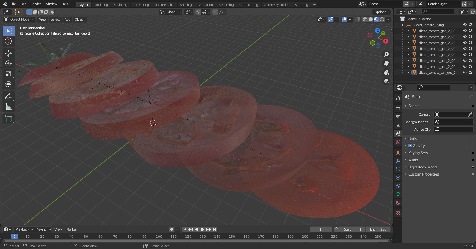 Sliced Tomato Lying 3D model