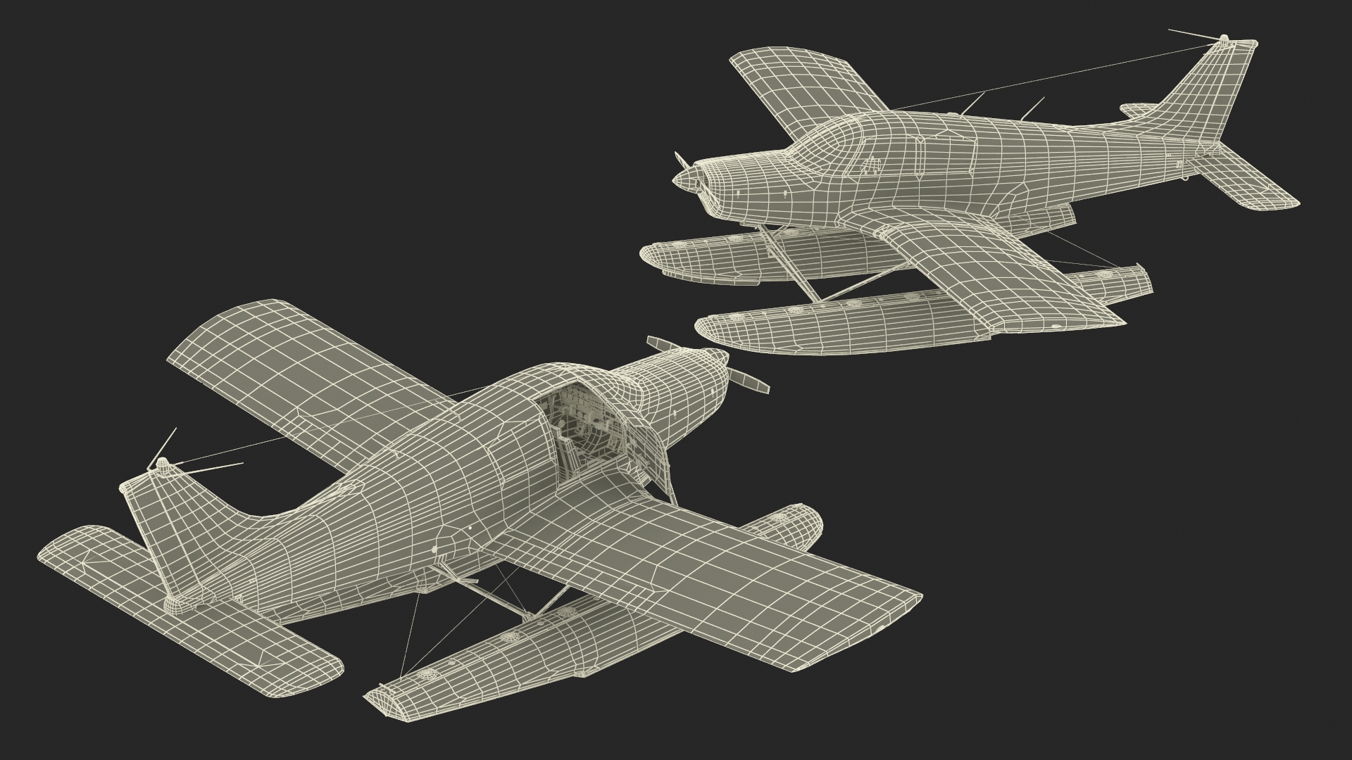 3D Single Engine Seaplane Piper PA-28 Cherokee model