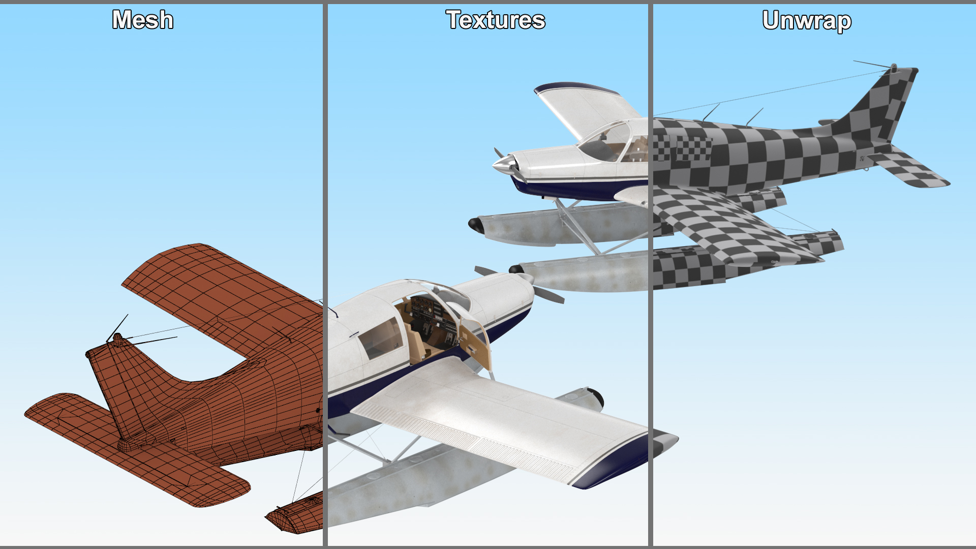 3D Single Engine Seaplane Piper PA-28 Cherokee model