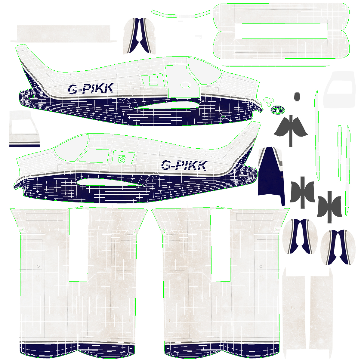 3D Single Engine Seaplane Piper PA-28 Cherokee model