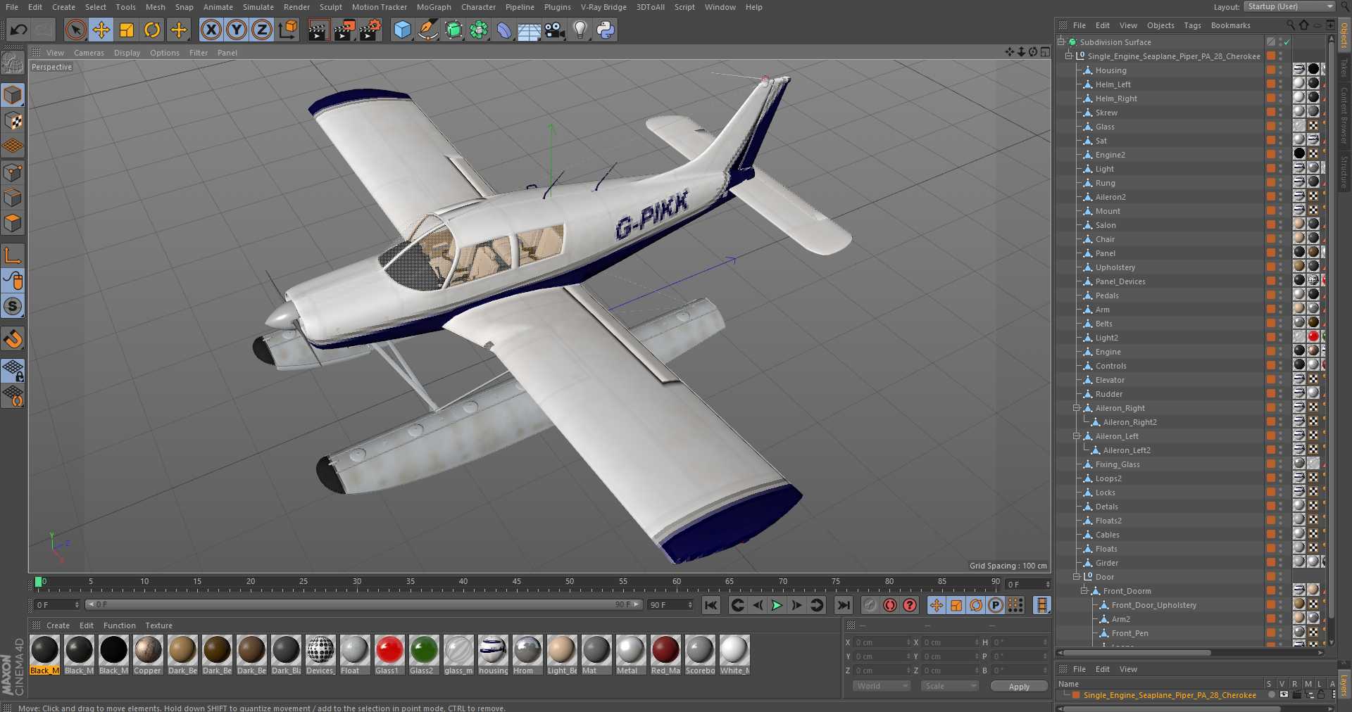 3D Single Engine Seaplane Piper PA-28 Cherokee model