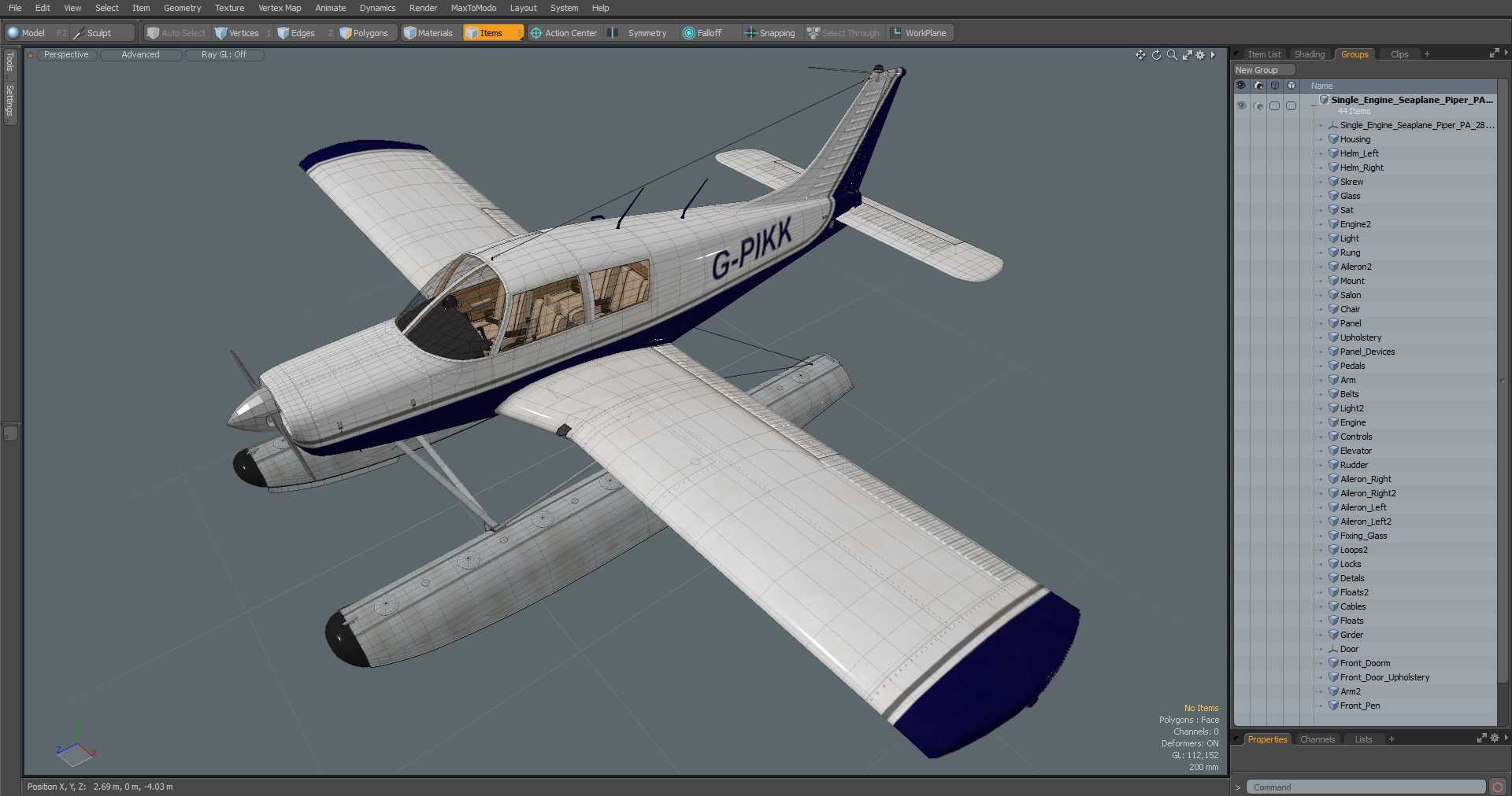 3D Single Engine Seaplane Piper PA-28 Cherokee model