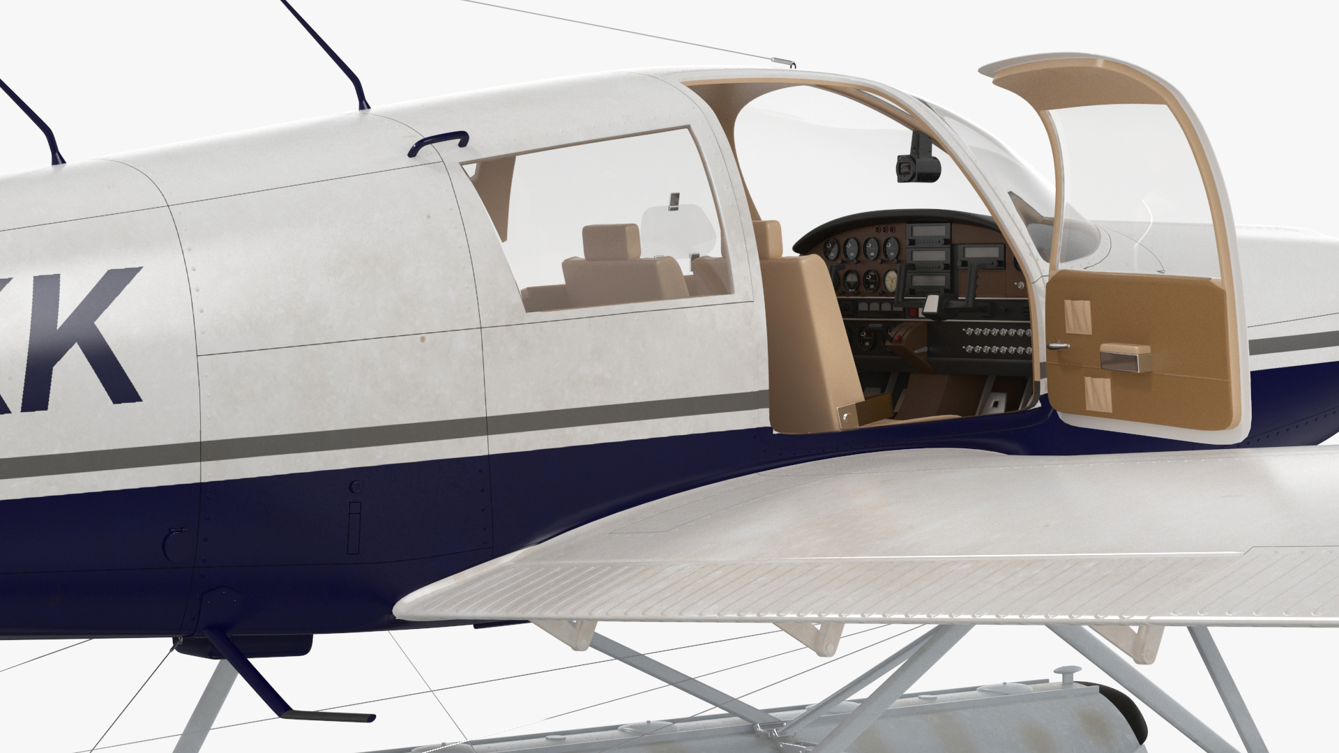 3D Single Engine Seaplane Piper PA-28 Cherokee model