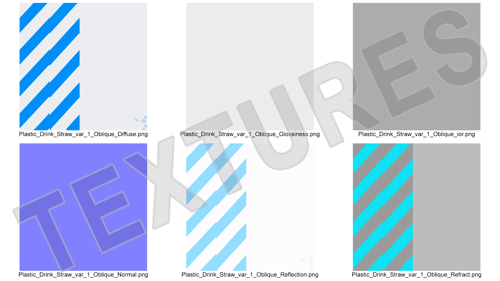 Flexible Plastic Straw Blue 3D
