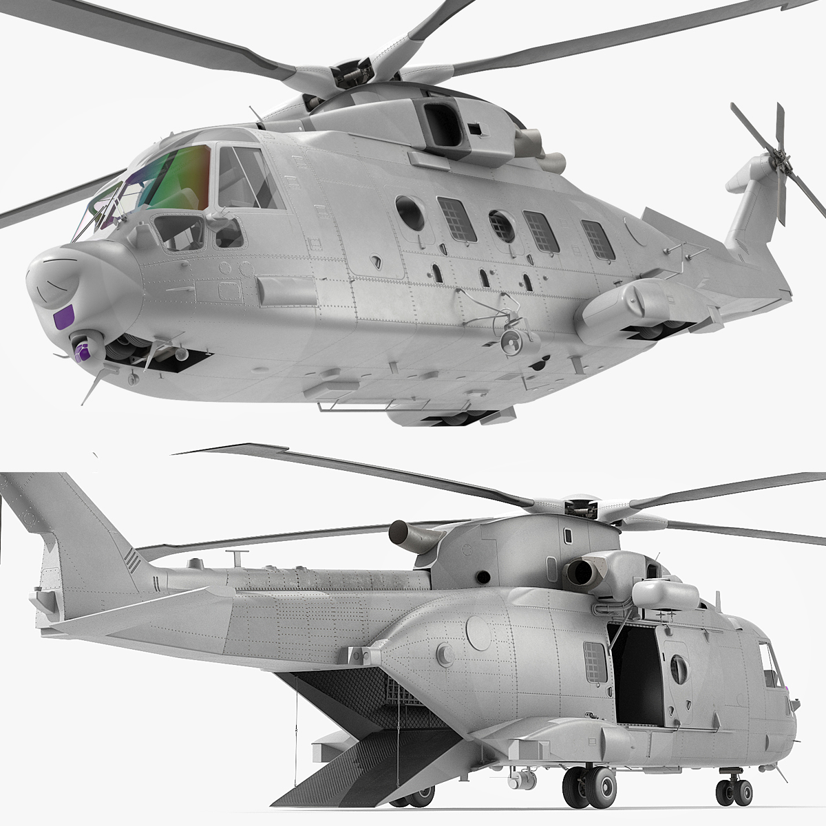 Multipurpose Medium Transport Helicopter Maya Rigged 3D model preview