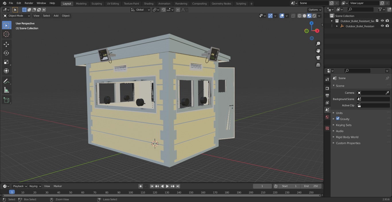 Outdoor Bullet Resistant Security Booth 3D model