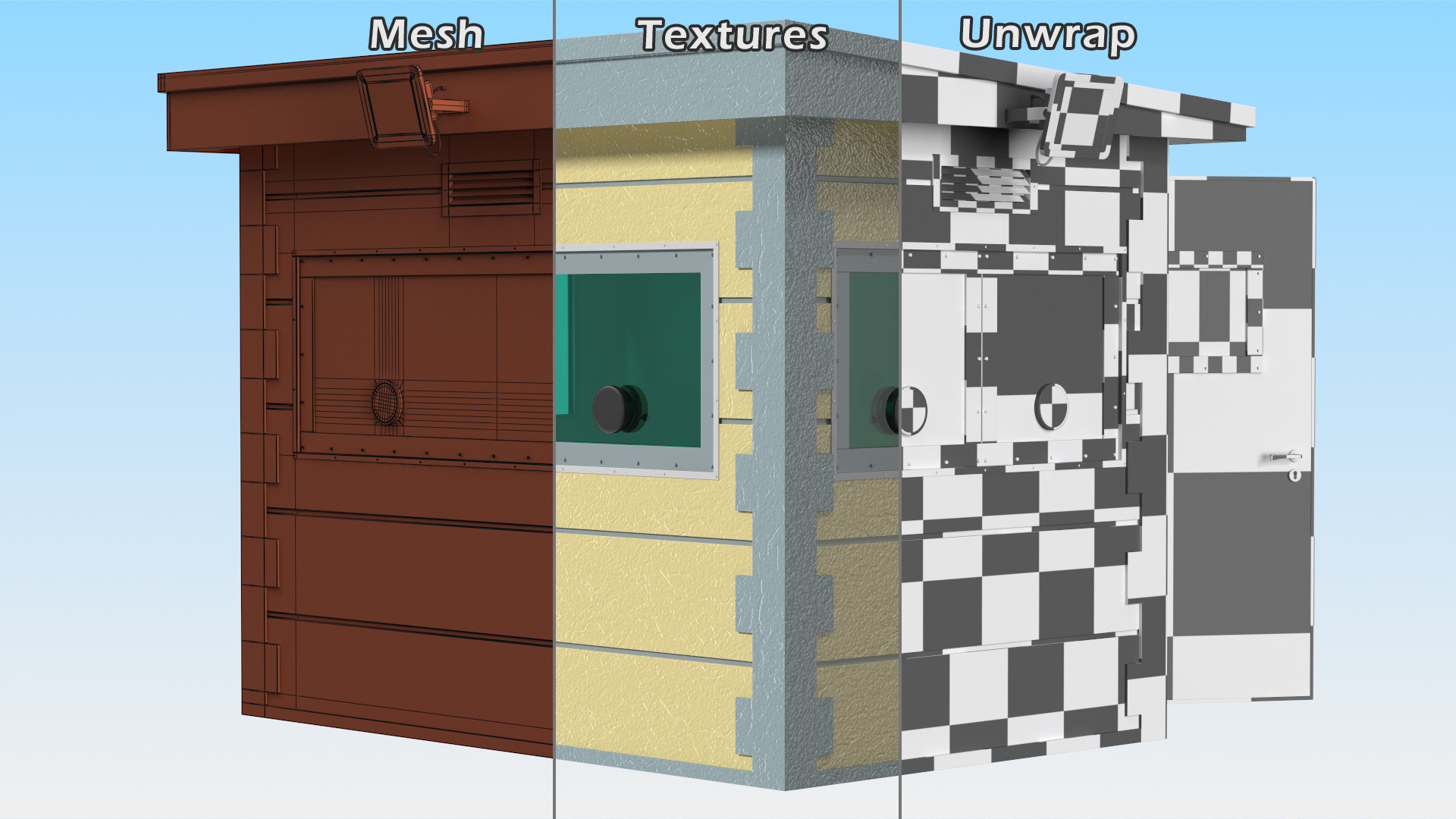 Outdoor Bullet Resistant Security Booth 3D model