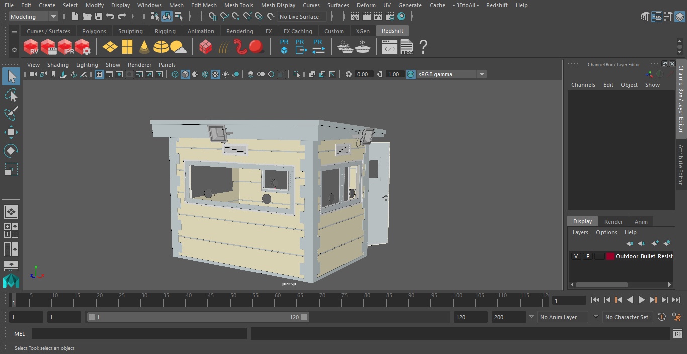 Outdoor Bullet Resistant Security Booth 3D model