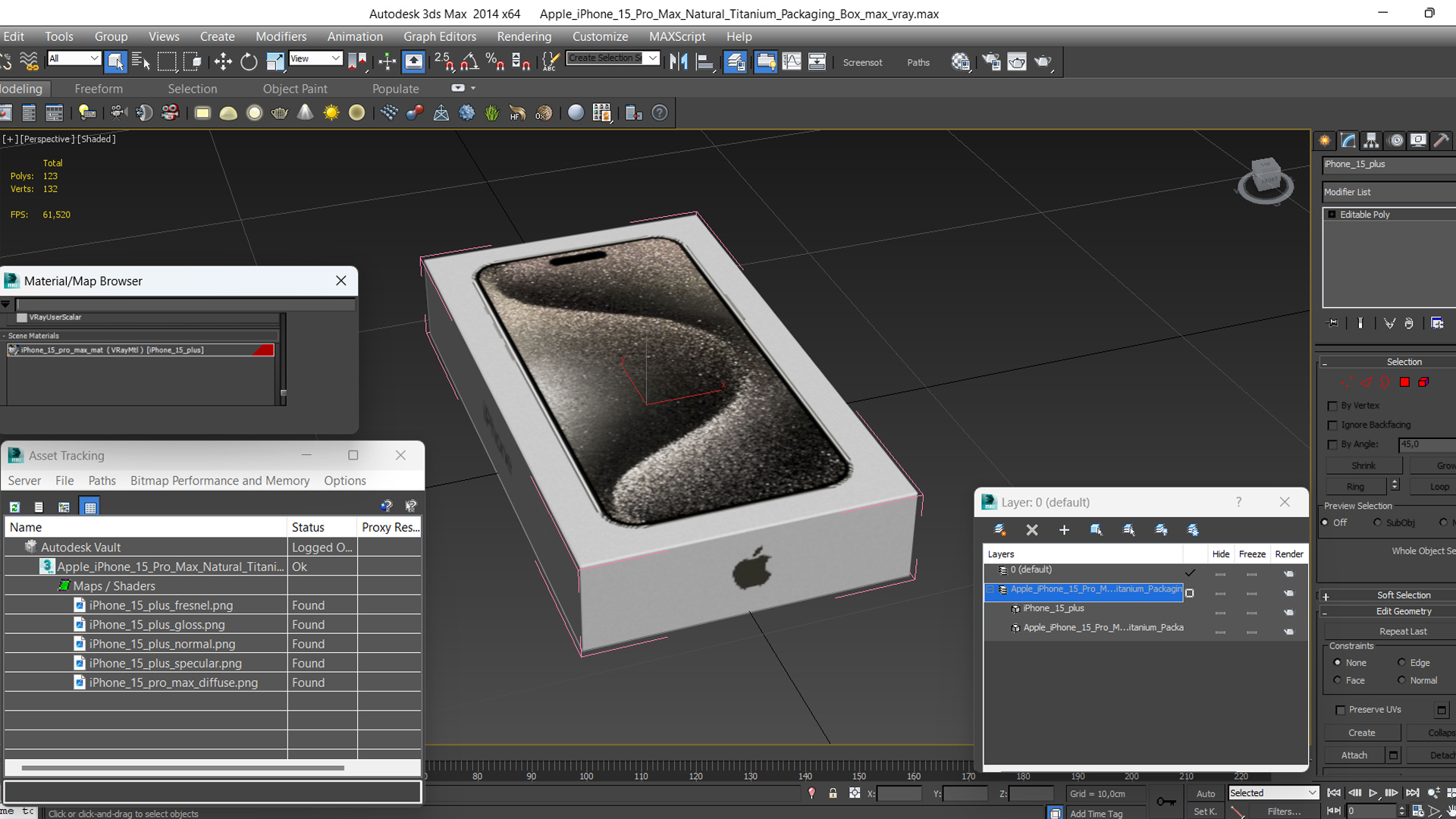 Apple iPhone 15 Pro Max Natural Titanium Packaging Box 3D model