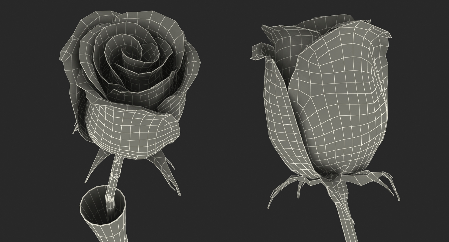 3D Red Rose in Vase